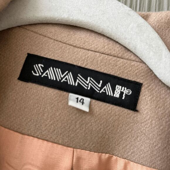 Savannah Union Made Blazer Tan 100% Wool Vintage 80s Minimalist, M/L, USA - Picture 2 of 7